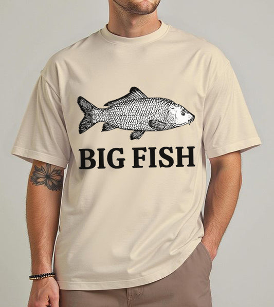Big Fish Men’s Fishing T-Shirt – Outdoor Cotton Tee for Anglers, Casual Summer Apparel