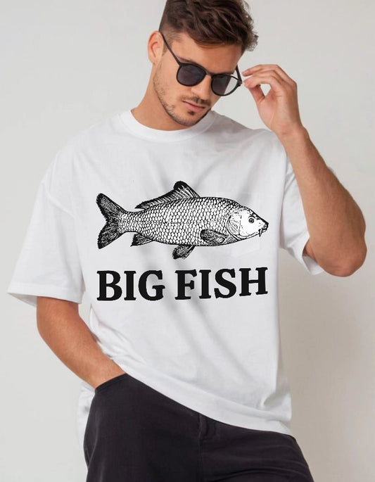 Big Fish Men’s Fishing T-Shirt – Outdoor Cotton Tee for Anglers, Casual Summer Apparel