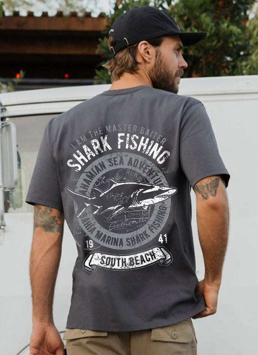 Shark Fishing T-Shirt – Unique Ocean Lover Tee | Gift for Fishermen & Summer Beachwear