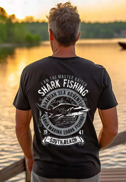 Shark Fishing T-Shirt – Unique Ocean Lover Tee | Gift for Fishermen & Summer Beachwear