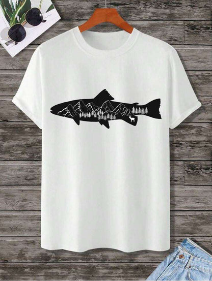 Fishing Shirt for Men – Casual Cotton Tee for Nature and Fishing Enthusiasts