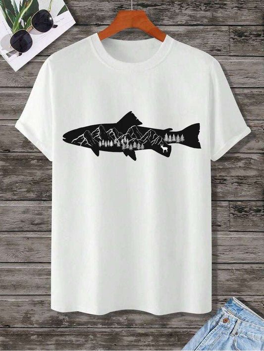 Fishing Shirt for Men – Casual Cotton Tee for Nature and Fishing Enthusiasts