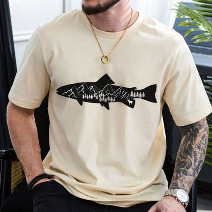 Fishing Shirt for Men – Casual Cotton Tee for Nature and Fishing Enthusiasts