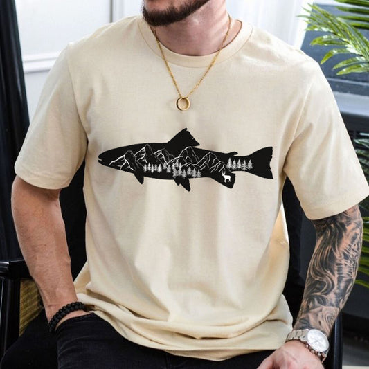 Fishing Shirt for Men – Casual Cotton Tee for Nature and Fishing Enthusiasts