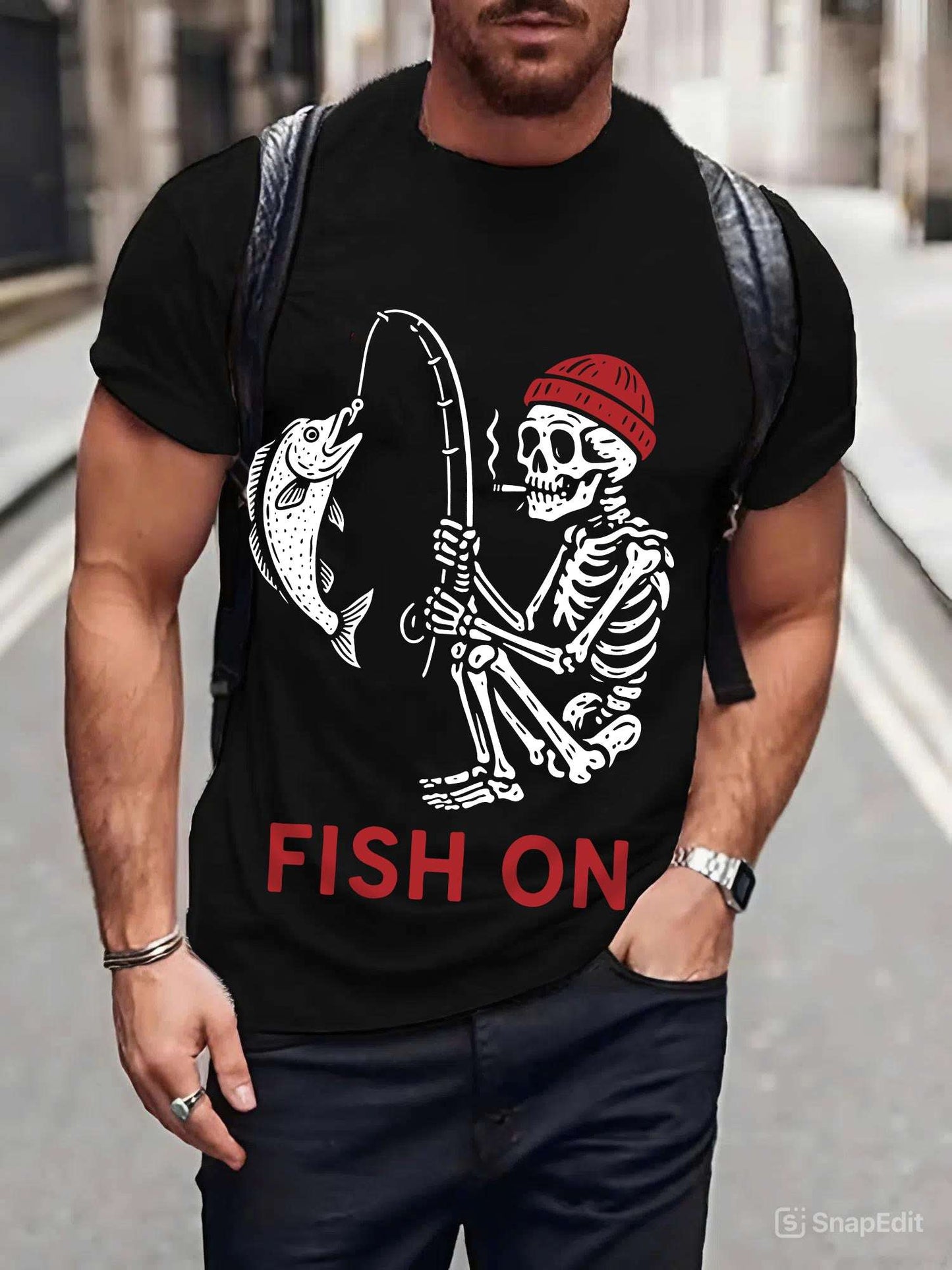 Fishing Skeleton T-Shirt – Halloween Graphic Tee | Unisex Gift for Anglers & Outdoor Fans