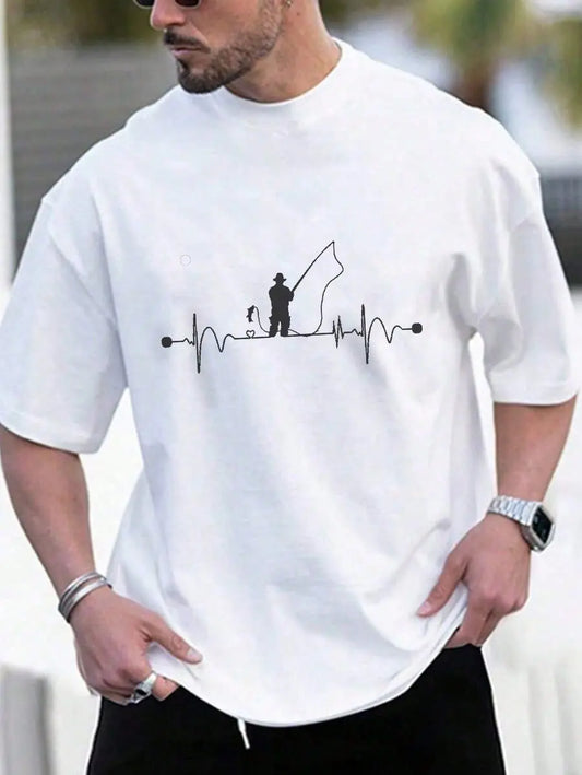 Fishing Heartbeat T-Shirt – Men's Outdoor Tee & Gift for Nature Lovers or Dad