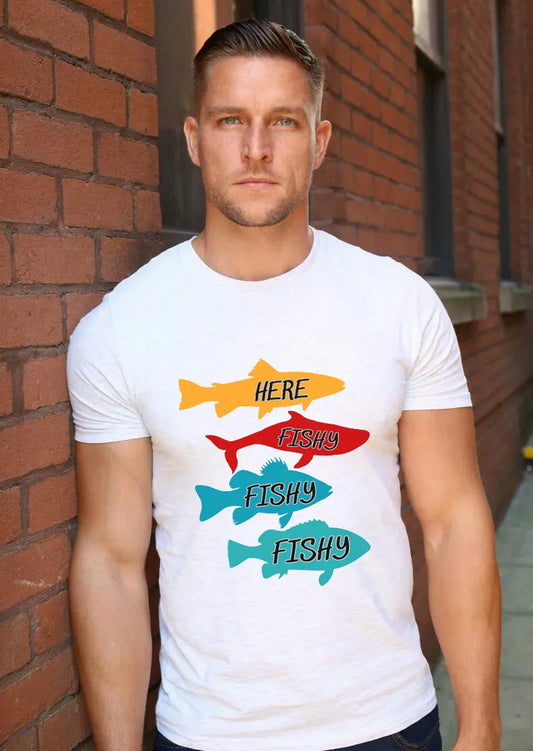 Men's Fishing Fun Heavy Cotton Tee - Perfect Gift for Fishermen, Casual Outdoor Wear, Summer Fishing Apparel
