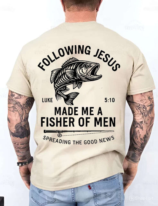 Fisher of Men T-Shirt – Christian Unisex Tee with Bible Verse | Faith-Based Gift for Anglers