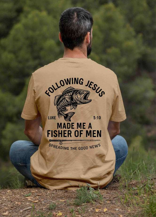 Fisher of Men T-Shirt – Christian Unisex Tee with Bible Verse | Faith-Based Gift for Anglers