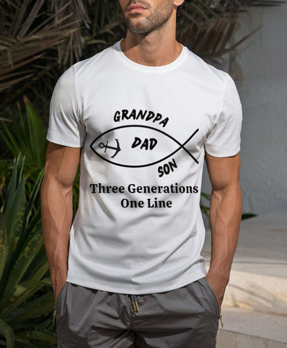 Three Generations T-Shirt – Grandpa, Dad & Son Family Tee, Cotton Shirt for Father’s Day or Family Gifts